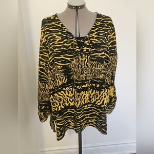 Yellow and Black Animal Print Tunic Top